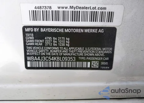 2019 BMW 430I Gran Coupe xDrive from USA, damaged, VIN WBA4J3C54KBL09353